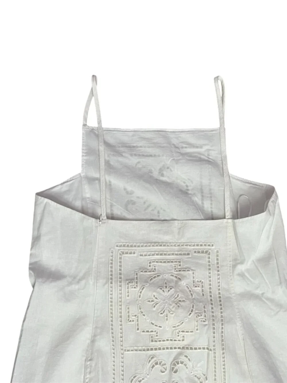 Zara ZW Collection Linen Blend Embroidered Dress Ecru Midi Straight Medium NWT - Picture 6 of 9